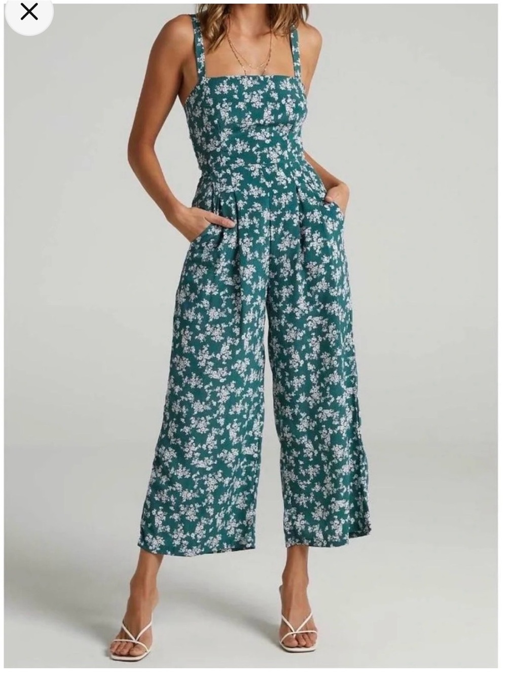 Showpo Sage Green Floral Jumpsuit